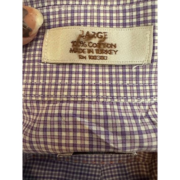 Peter Millar Button Down Shirt Plaid Checkered Long Sleeve Collared L Purple - Picture 5 of 8